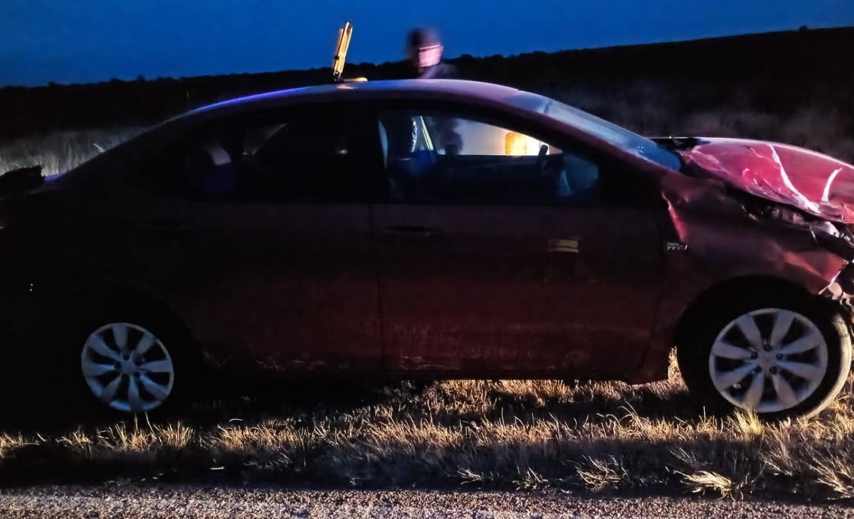 Un auto en el que viajaba una pareja de Victorica chocó contra un vacuno en la ruta 10