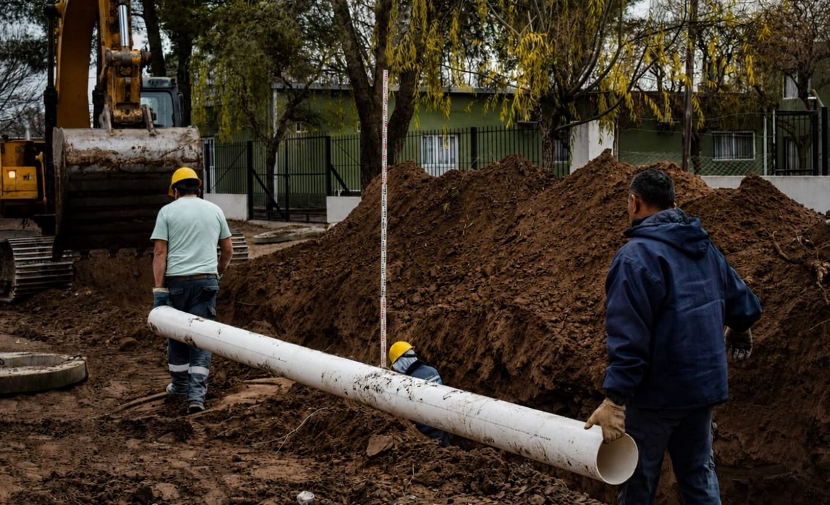 Ya se instaló el 65 % de la red de cloacas en Villa Germinal