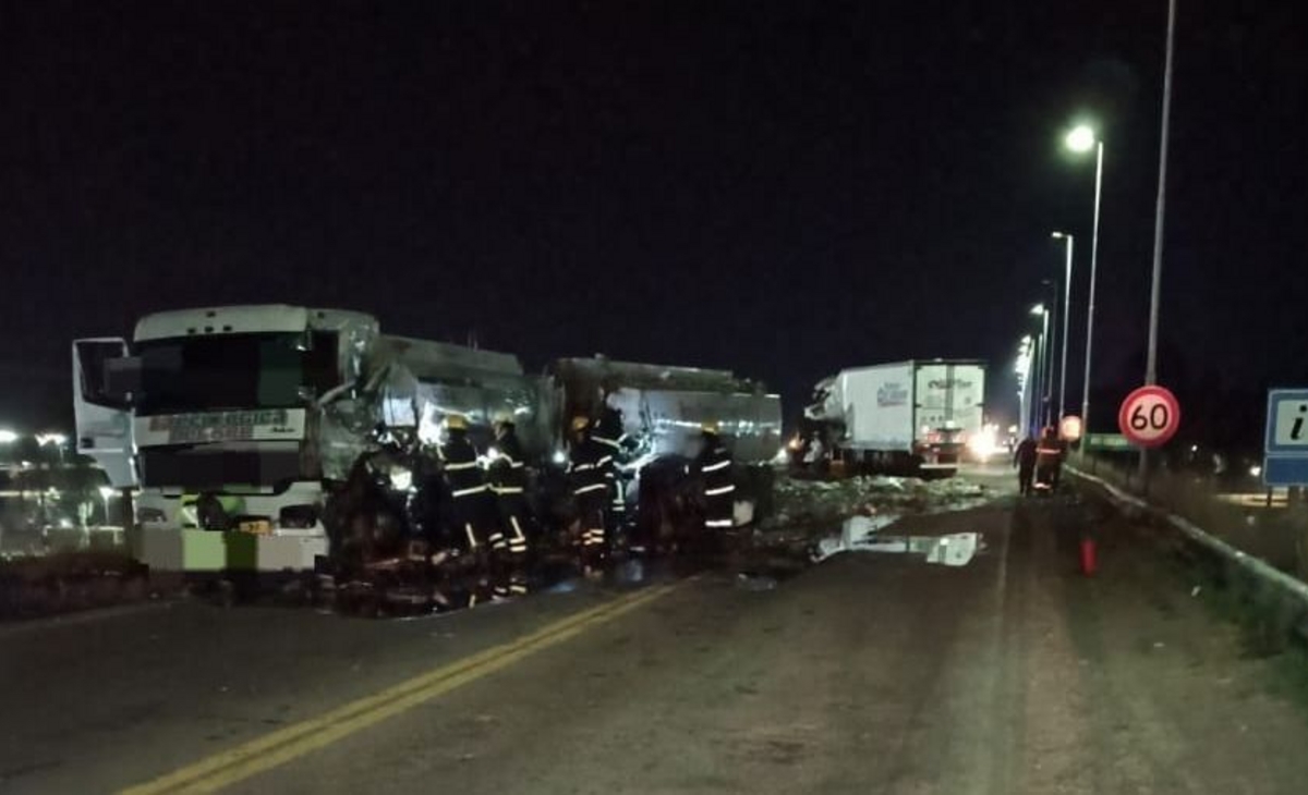 Puente de La Adela: un muerto en un choque frontal entre dos camiones
