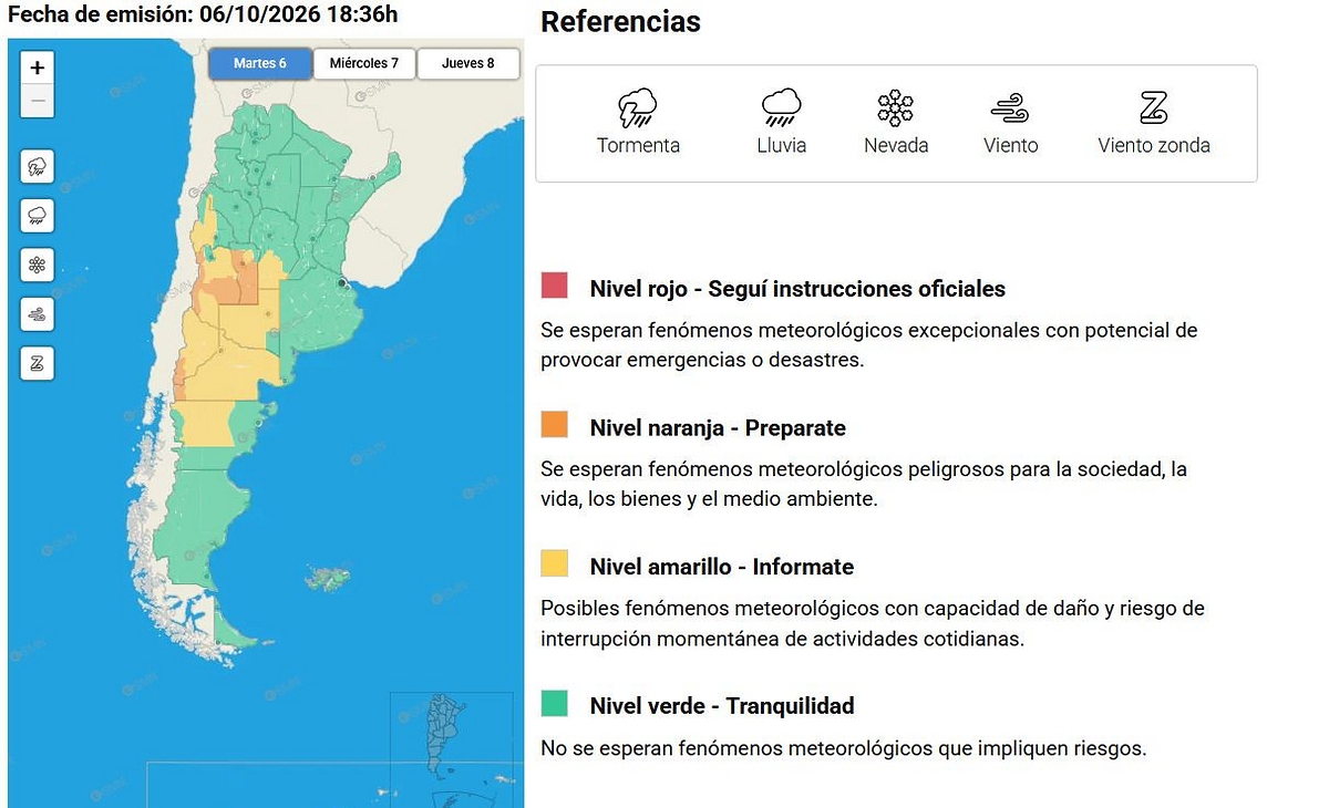 Emitieron alerta por lluvia, tormenta y nevadas para la región